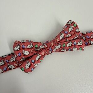 Vineyard Vines NEW Boys Bow Tie Easter Bunny Eggs Coral Pink Silk USA 2" x 14"